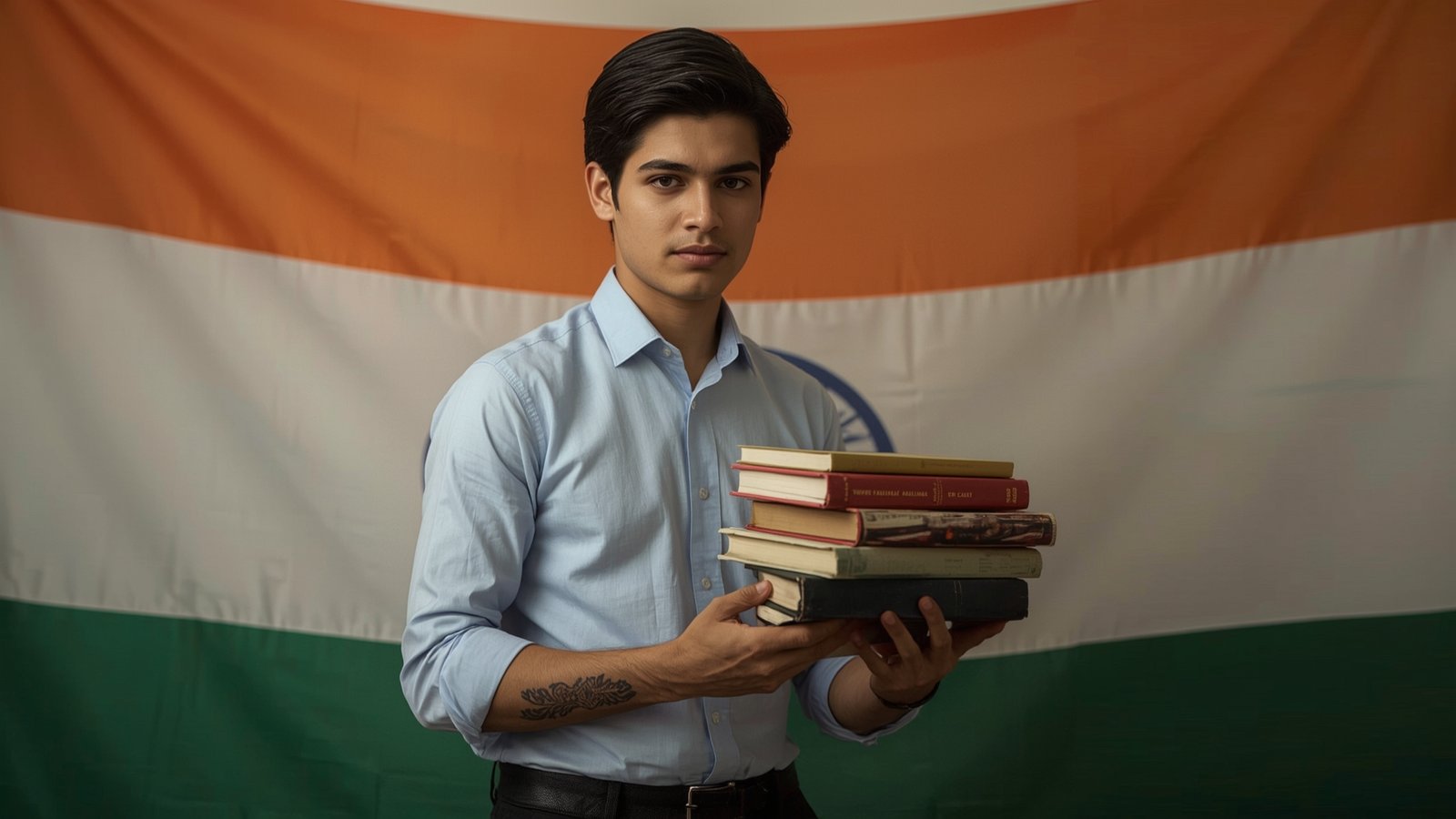 UPSC aspirant covering tattoo on forearm with formal attire